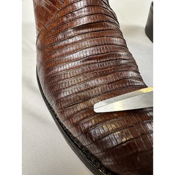 Dan Post Teju Exotic‎ Lizard Leather Western Brown Boots Mens Cowboy Vtg Sz 10D - Picture 4 of 12